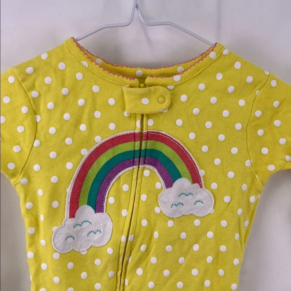 Simple Joy - Girl’s Sleep n Play - Size 4t - Yellow and White Dot - Rainbow